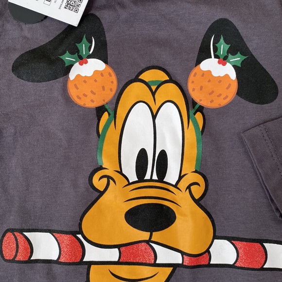 ZARA Disney Pluto Holiday Long Sleeve Gray Tee - Size 18-24 Months NWT - Picture 3 of 4